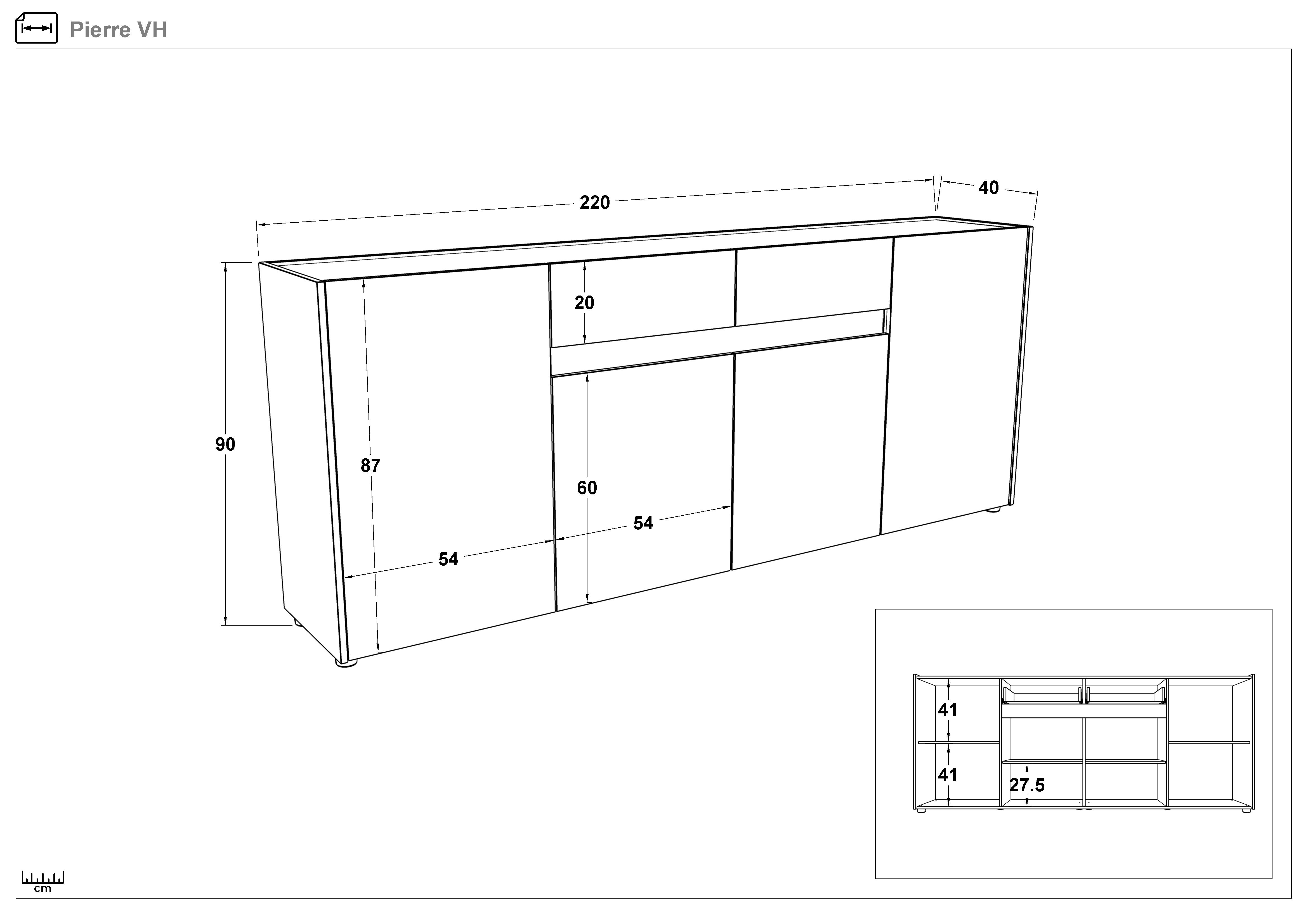 Размери на - Comoda MDF Pier Comoda MDF Pier