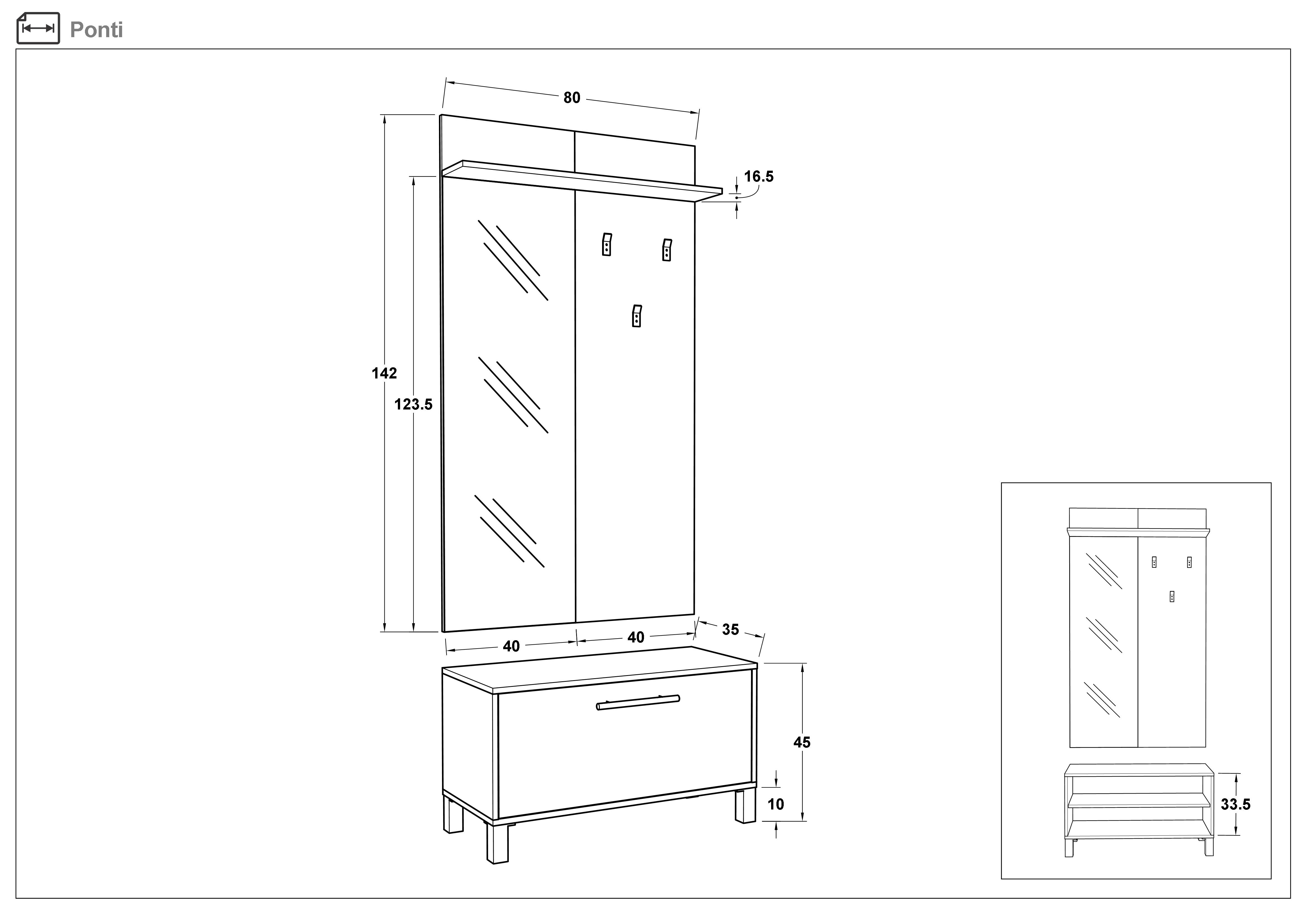 Размери на - Cuier Ponti Cuier Ponti