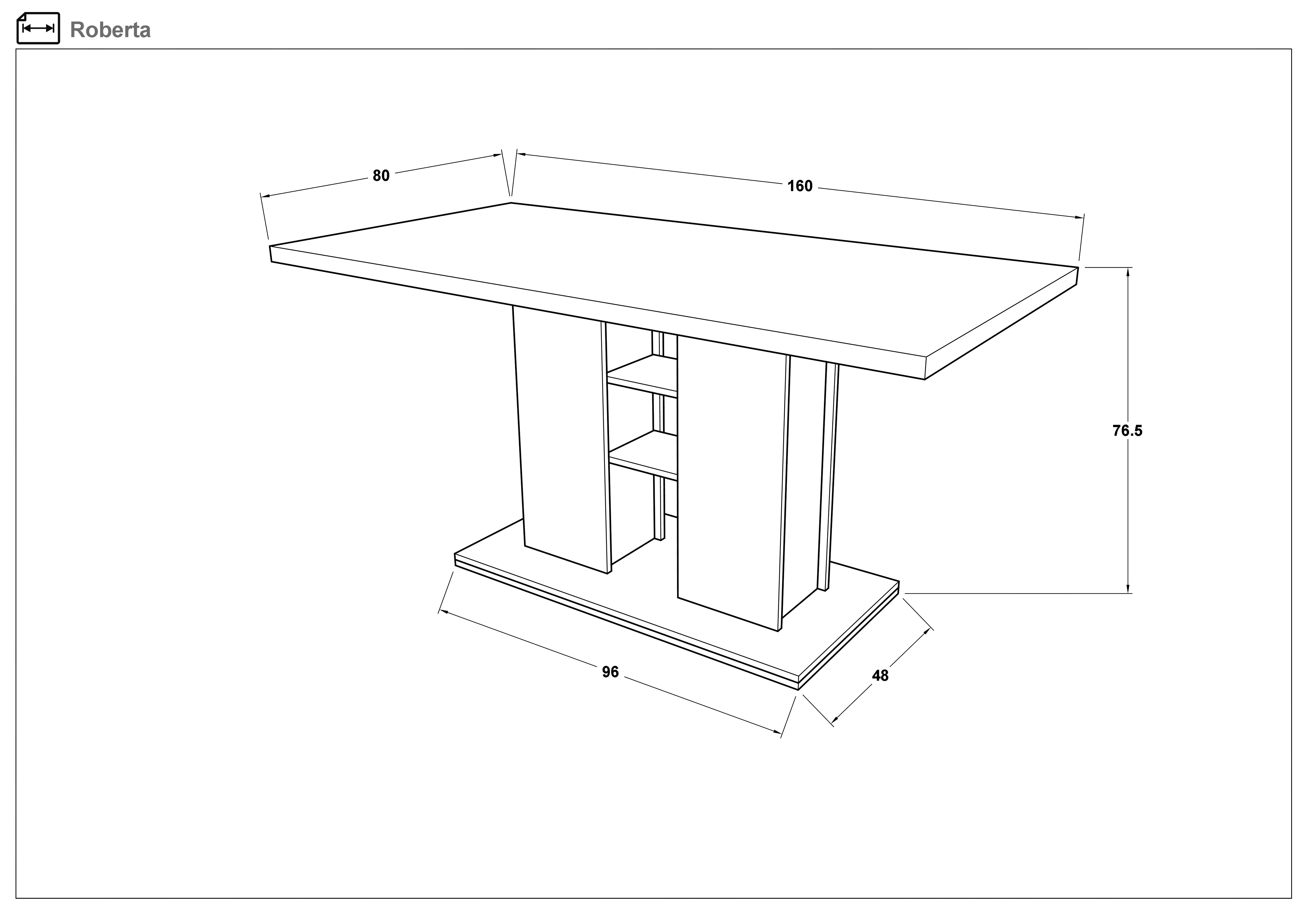 Размери на - Masa dining Roberta Masa dining Roberta