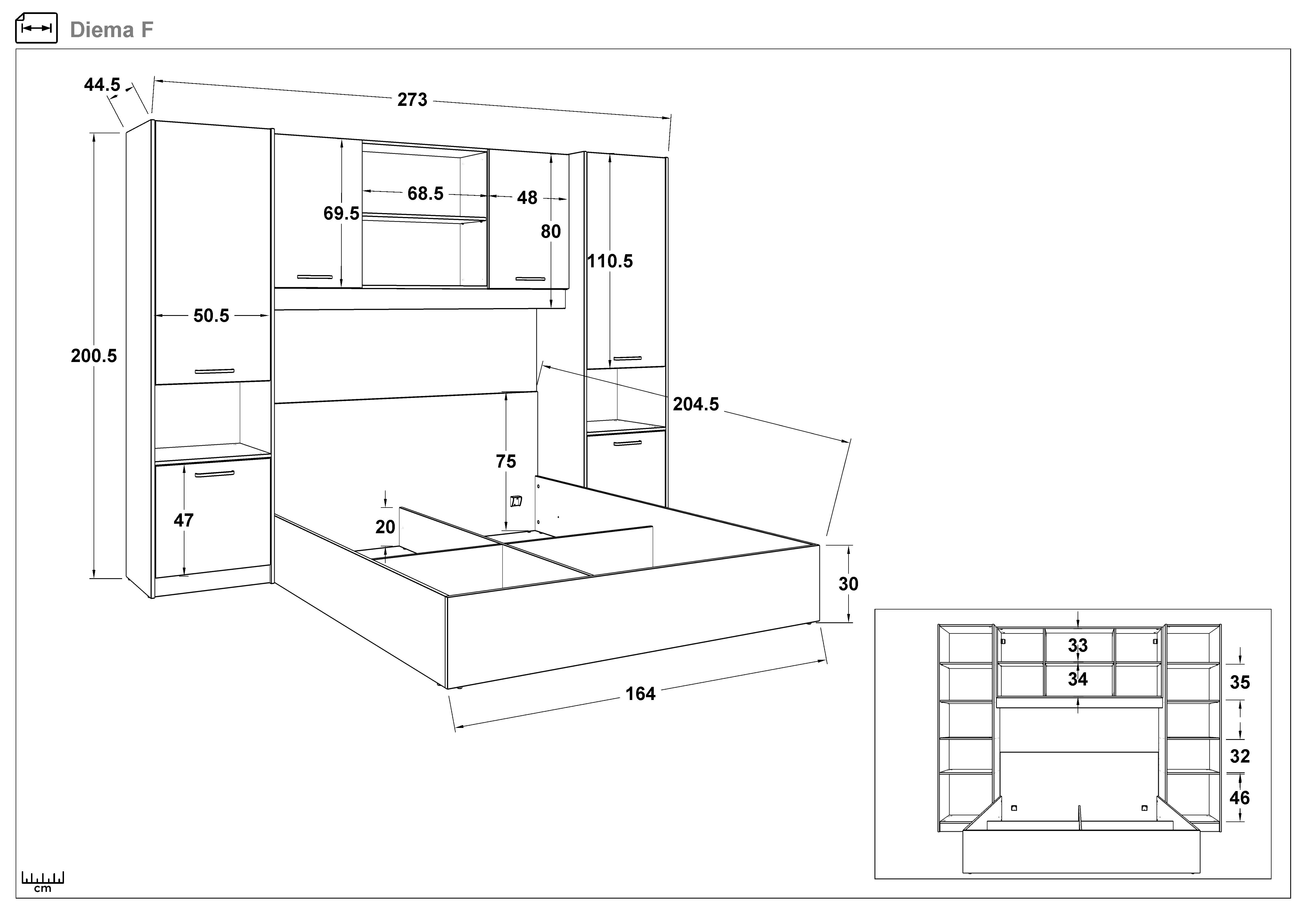 Размери на - Set dormitor 90/200 Chico + saltea Set dormitor 90/200 Chico + saltea