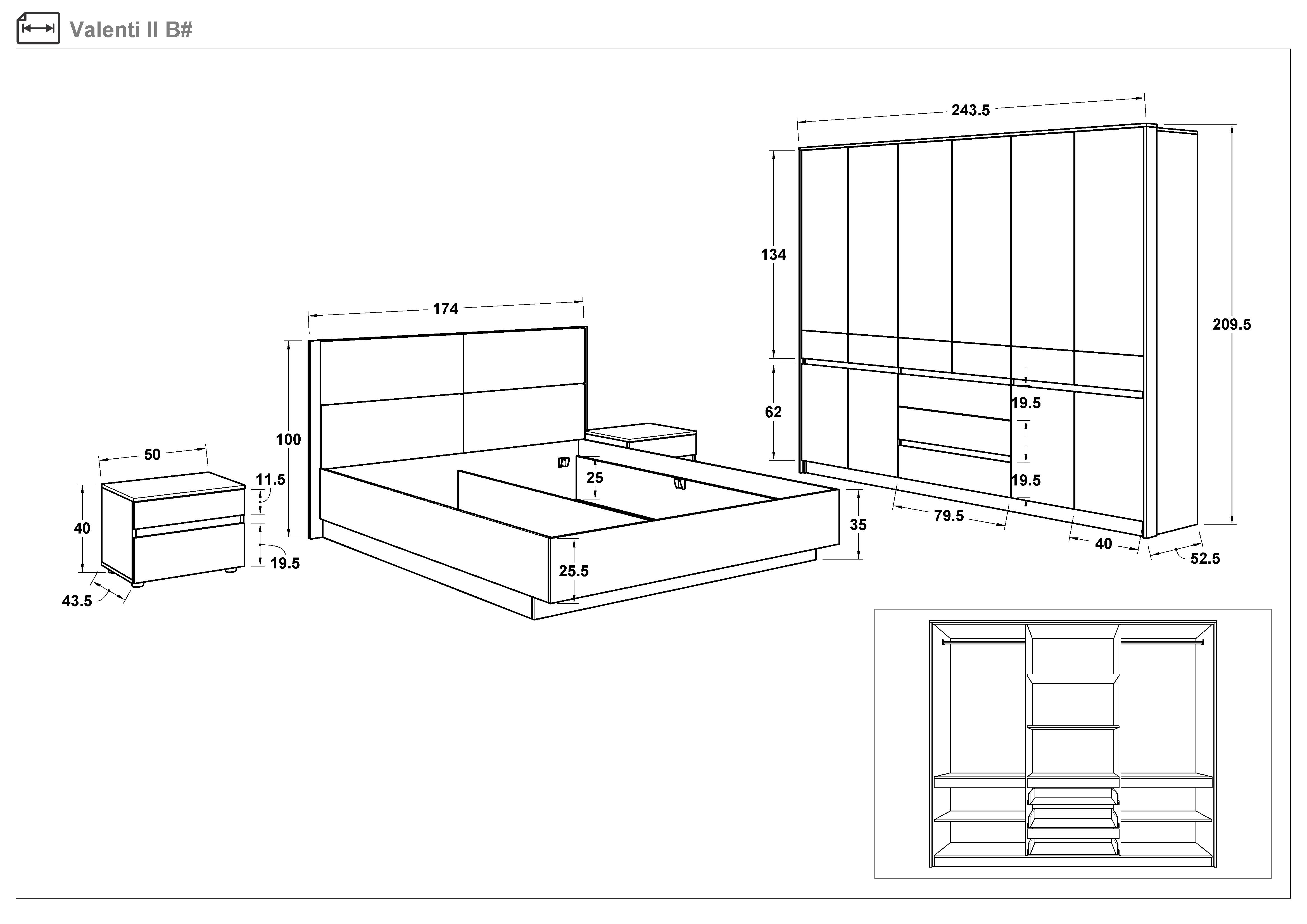 Set dormitor Valenti pentru saltea 160/200