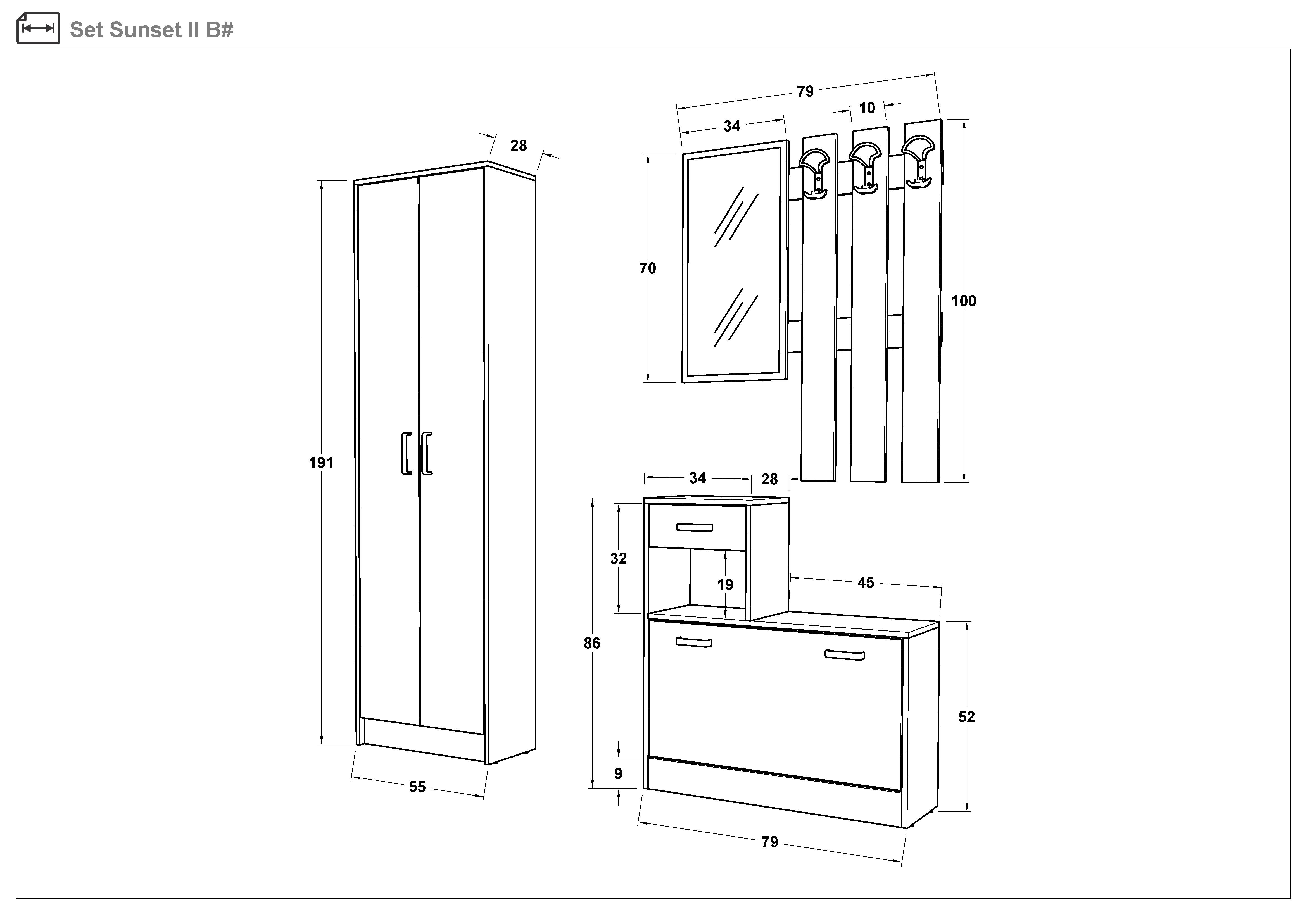 Размери на - Set Sunset Set Sunset