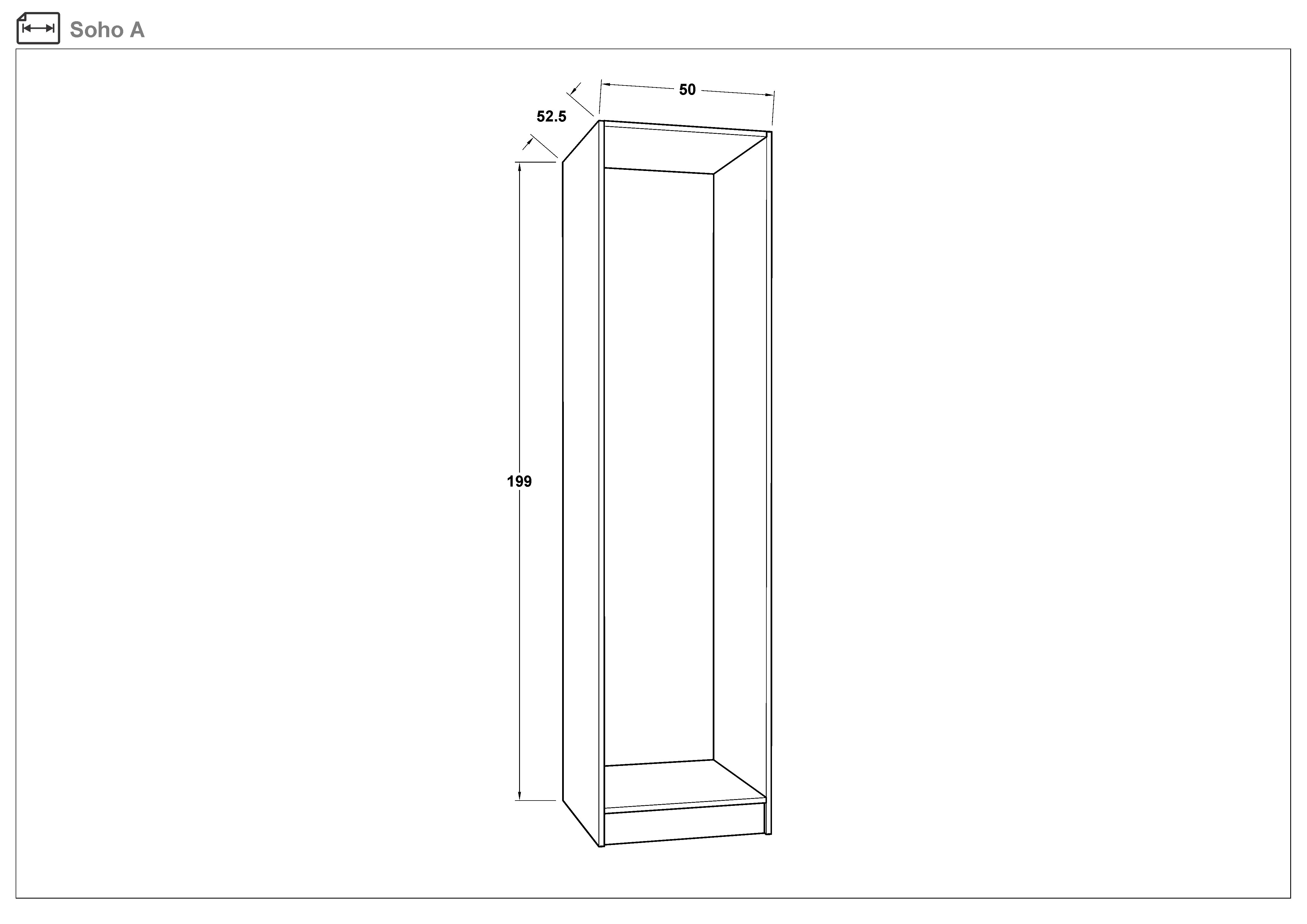 Размери на - Dulap modular cu usi glisante 150 сm Soho Slide 150 Dulap modular cu usi glisante 150 сm Soho Slide 150