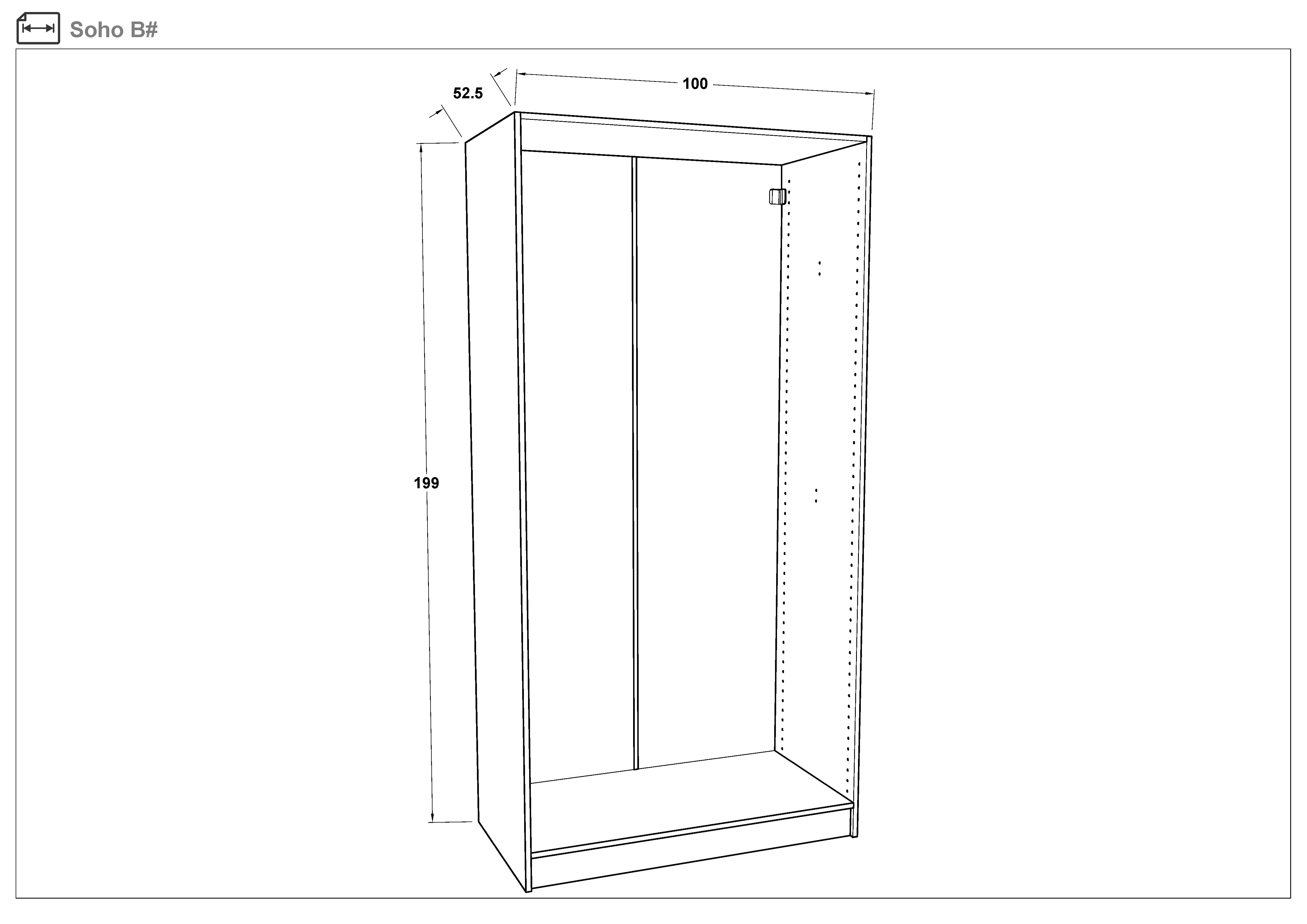 Размери на - Dulap modular cu usi glisante 200 сm Soho Slide 200 Dulap modular cu usi glisante 200 сm Soho Slide 200