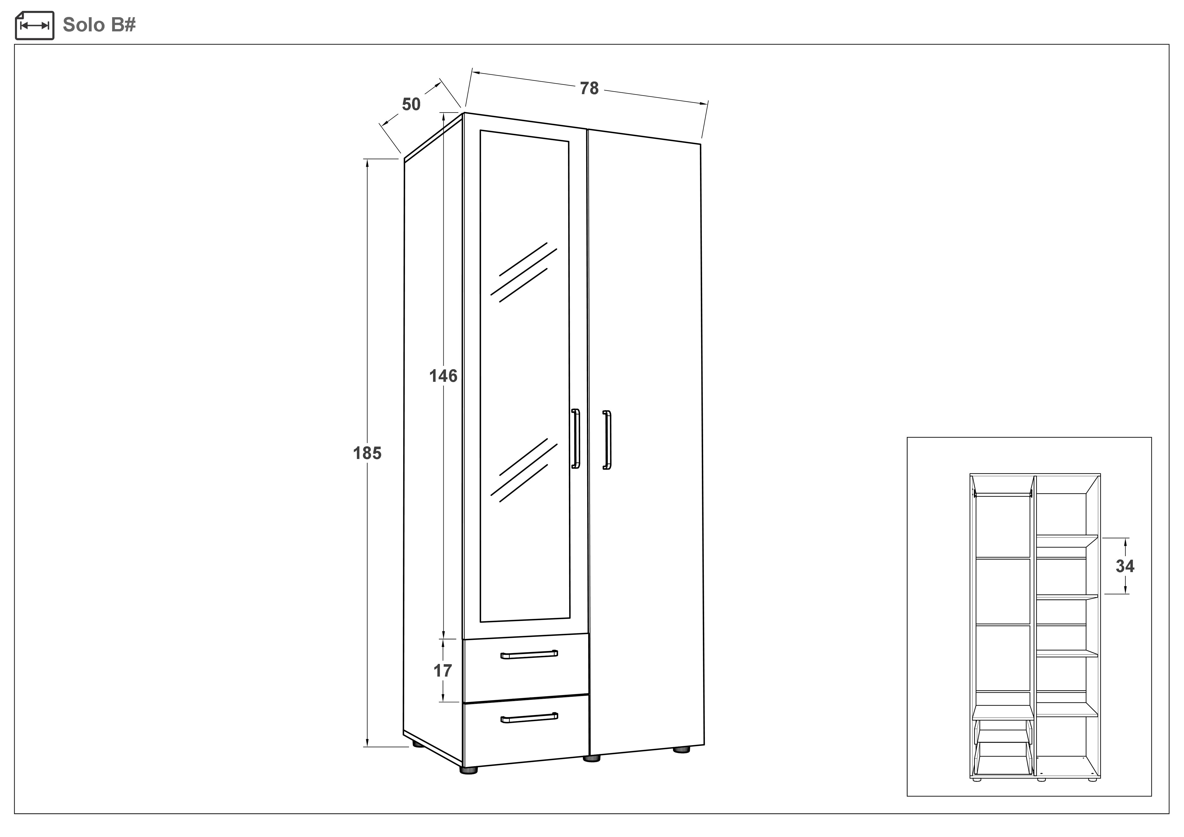 Размери на - Set pentru hol Solo Set pentru hol Solo