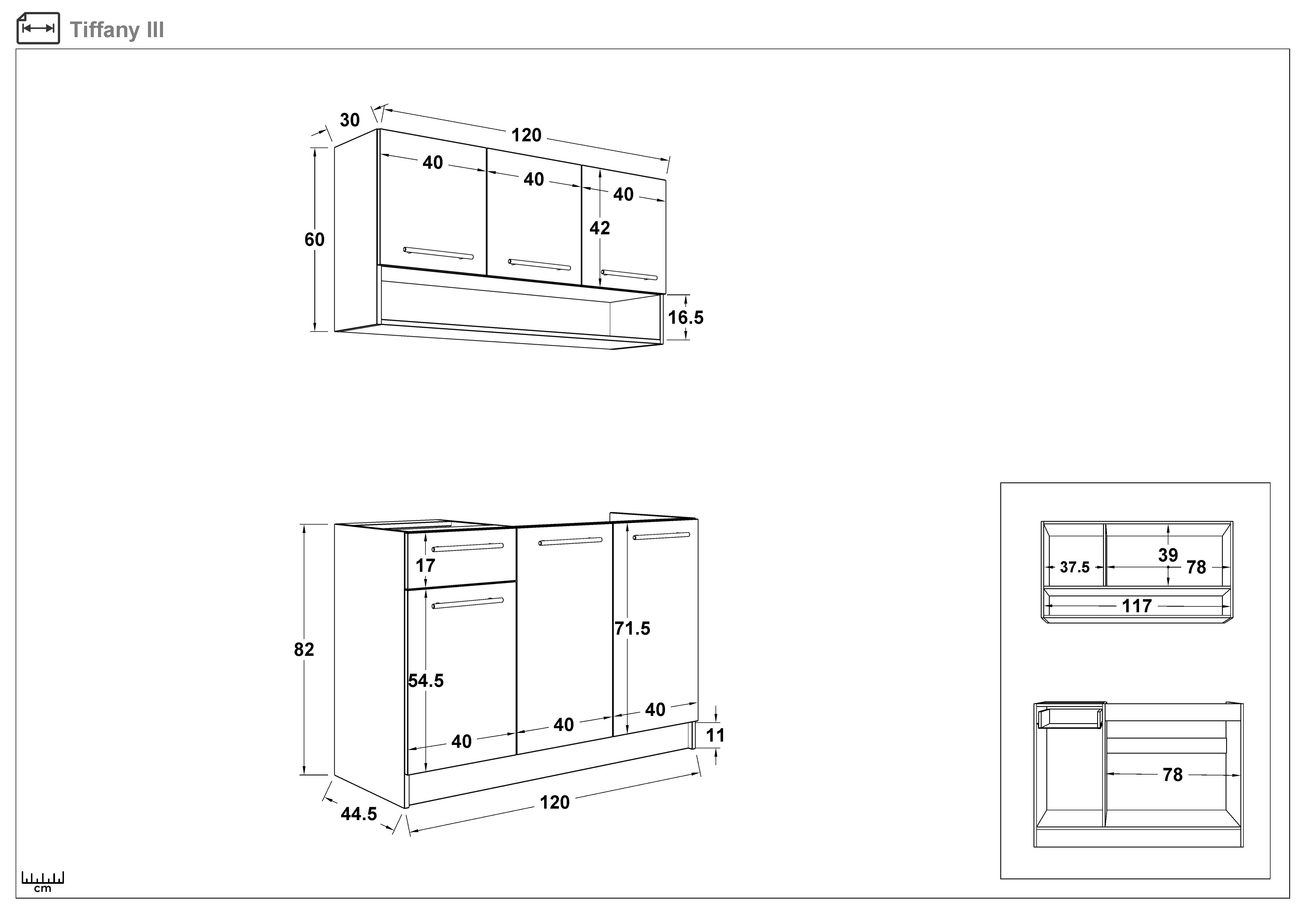 Размери на - Bucatarie Tifani III Bucatarie Tifani III