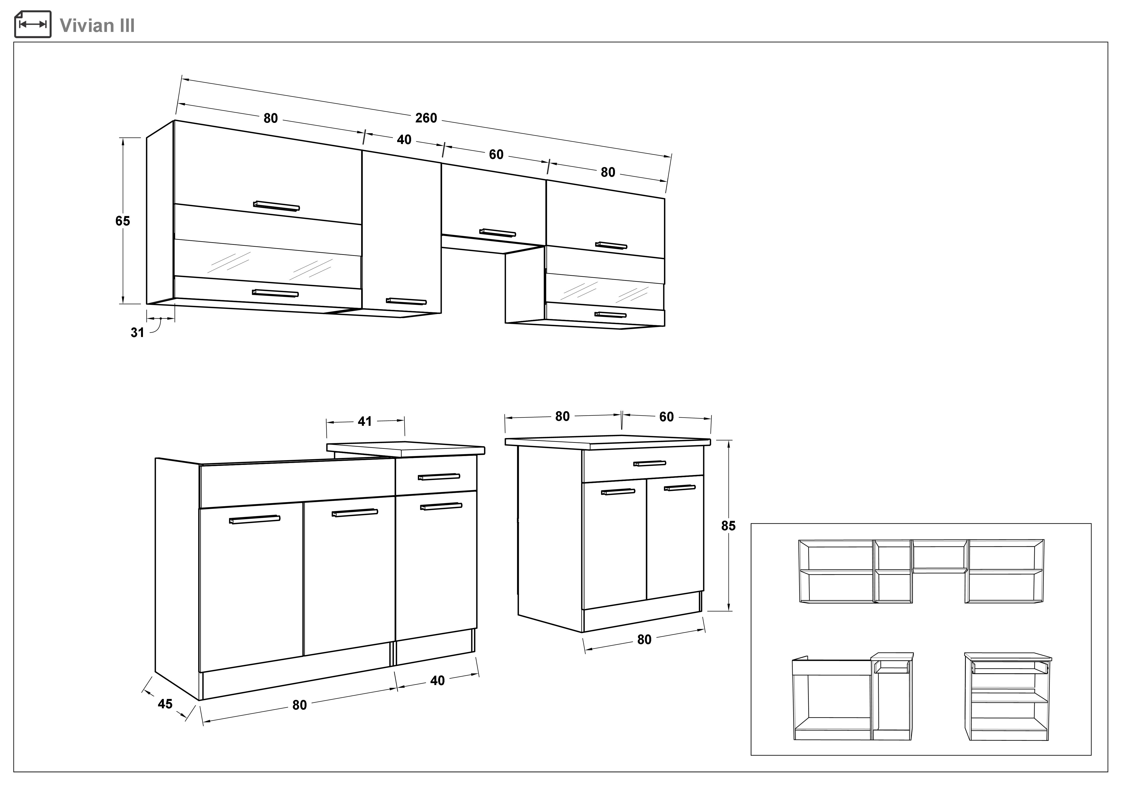 Размери на - Bucatarie cu blat termic inclus Vivian Bucatarie cu blat termic inclus Vivian