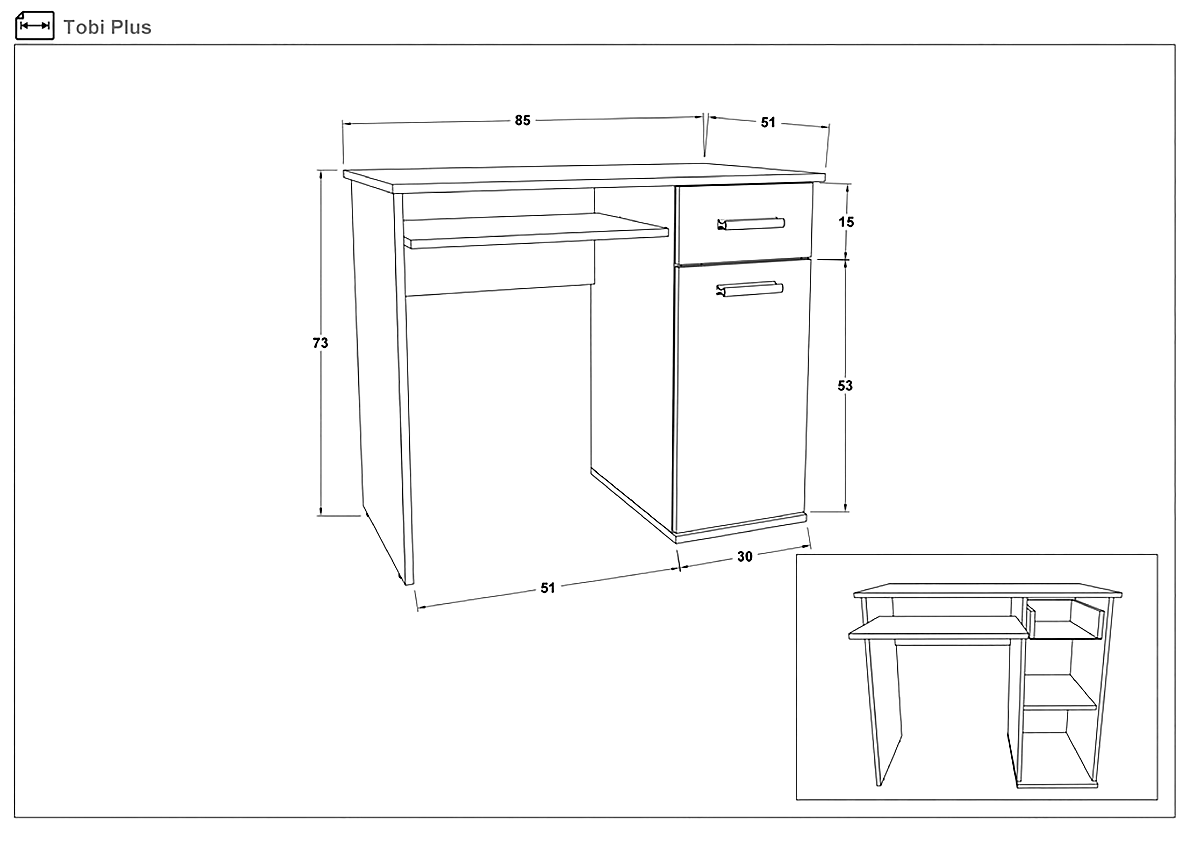 Размери на - Birou Toby Birou Toby