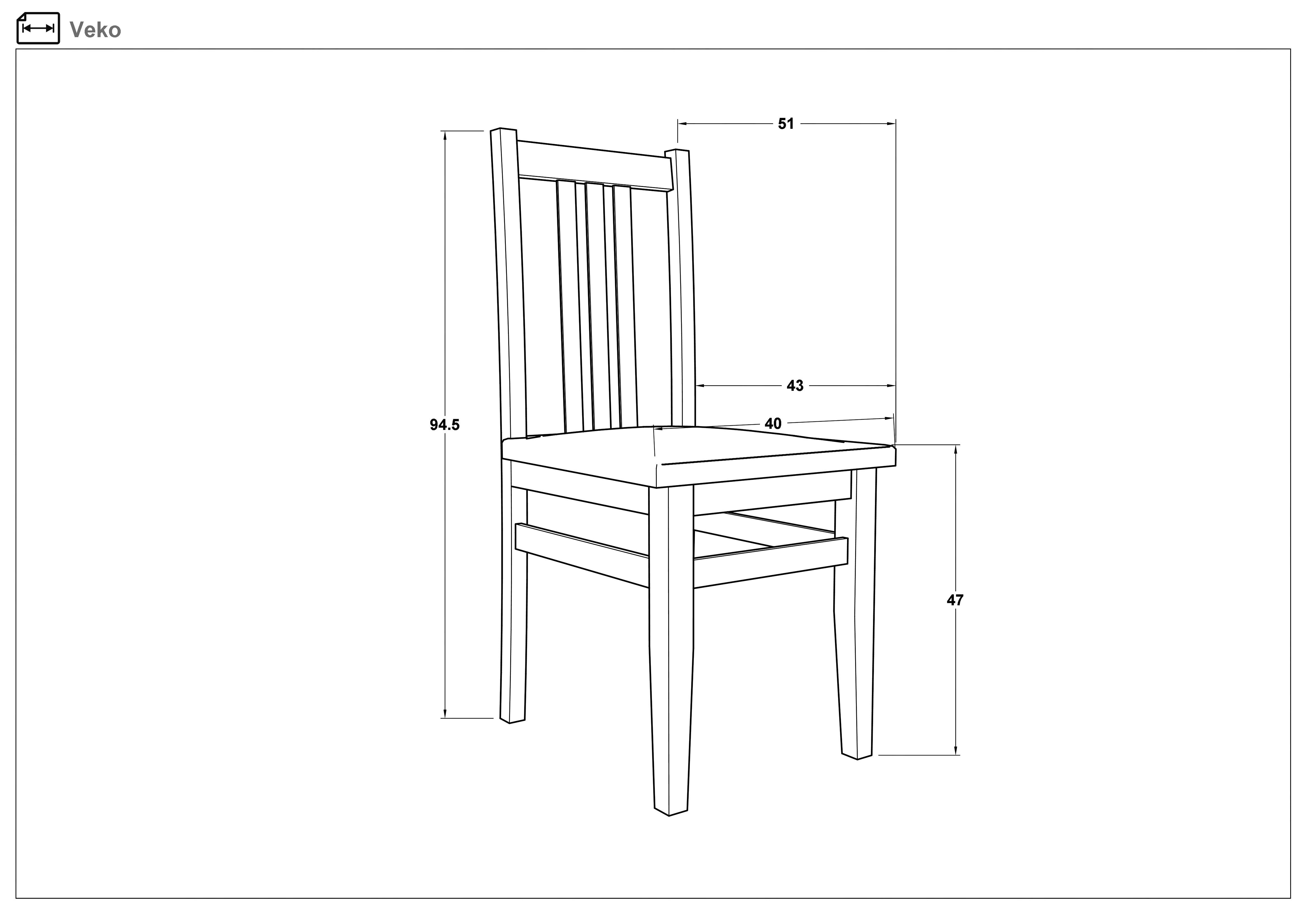 Размери на - Scaun de masa Veko Scaun de masa Veko