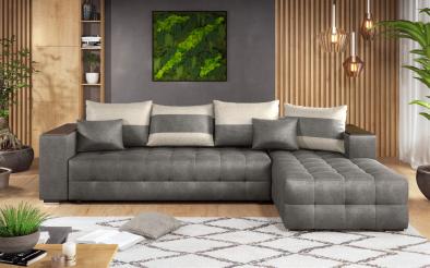 Coltar extensibil Melvin cu  brat mini etajera Coltar extensibil cu  brat mini etajera , L297 B90/180 H70 cm