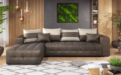 Coltar extensibil Melvin cu  brat mini etajera Coltar extensibil cu  brat mini etajera , L297 B90/180 H70 cm
