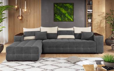 Coltar Melvin cu sezlong + brat mini etajera Coltar cu sezlong + brat mini etajera, L297 B90/180 H70 cm