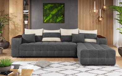 Coltar Melvin cu sezlong + brat mini etajera Coltar cu sezlong + brat mini etajera, L297 B90/180 H70 cm