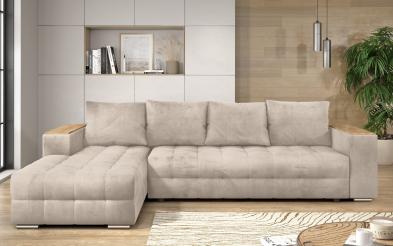 Coltar extensibil Napoli cu brat etajera Coltar extensibil cu brat etajera, L298 B180 H70-80 cm