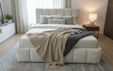 Pat dublu tapitat 160/200 Fiorela Deluxe Pat dublu tapitat 160/200