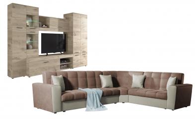Coltar de living Miravel  + biblioteca Kapri Coltar de living  + biblioteca
