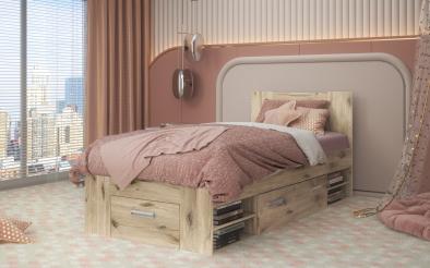 Pat  Nemo+ sertare  pentru saltea 90/200 Pat + sertare 90/200