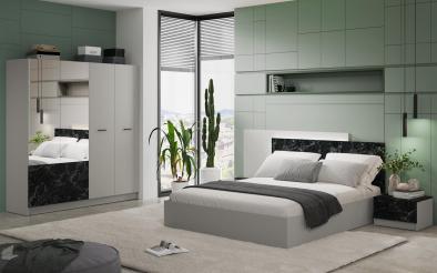 Set dormitor Morato cu iluminare LED + saltea cu o fata Neo dream 160/200 Set dormitor cu iluminare LED + saltea 160/200