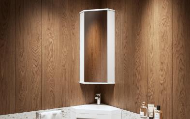 Dulap PVC de colt pentru baie  cu oglinda Dulap PVC de colt pentru baie  cu oglinda