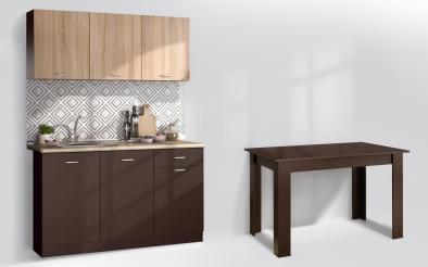 Bucatarie Lora 5 + masa dining Doni Bucatarie cu blat termic inclus + masa dining