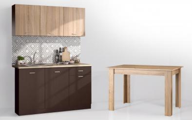 Bucatarie Lora 5 + masa dining Doni Bucatarie cu blat termic inclus + masa dining