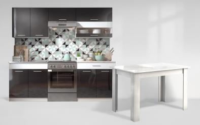 Bucatarie Vivian S cu blat inclus + masa dining Doni Bucatarie cu blat inclus + masa dining