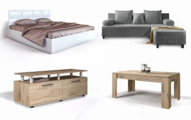 Set de living + pat dublu cu saltea Delano Set de living + pat dublu cu saltea
