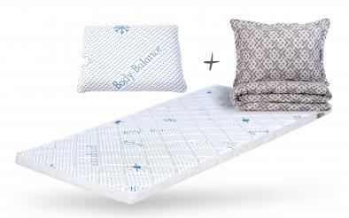 Top saltea Memory Body Balance 160/200 + Perna Body Balance Air + Lenjerie de pat 3 piese Top saltea 160/200 + Perna + Lenjerie de pat 3 piese