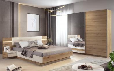 Set dormitor Alinor cu iluminare LED , pentru saltea   160/200 Set dormitor  160/200