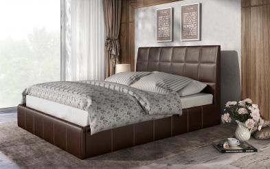 Pat dublu de piele 160/200 Kalina + saltea Pat dublu de piele 160/200