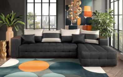 Coltar extensibil Melvin cu  brat mini etajera Coltar extensibil cu  brat mini etajera ,L297 B90/180 H70 cm
