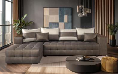Coltar extensibil Melvin cu  brat mini etajera Coltar extensibil cu  brat mini etajera , L297 B90/180 H70 cm