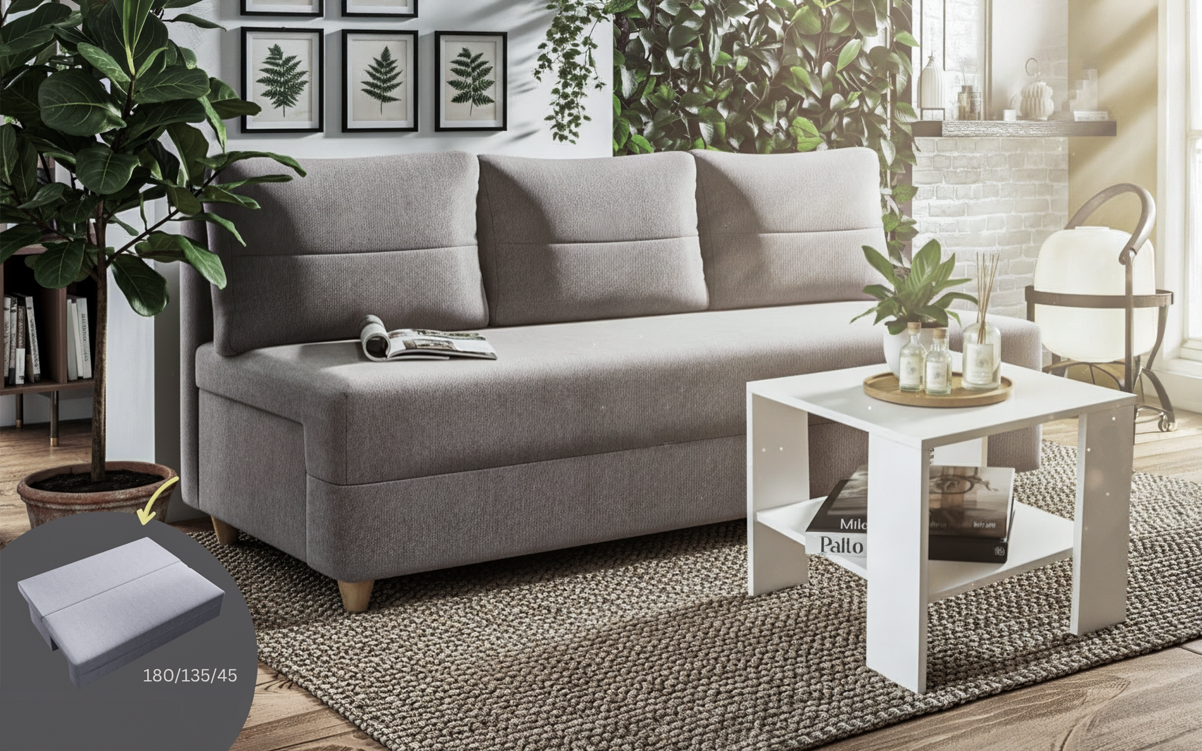 Set Canapea Arano + masuta de cafea Senera, gri deschis  1