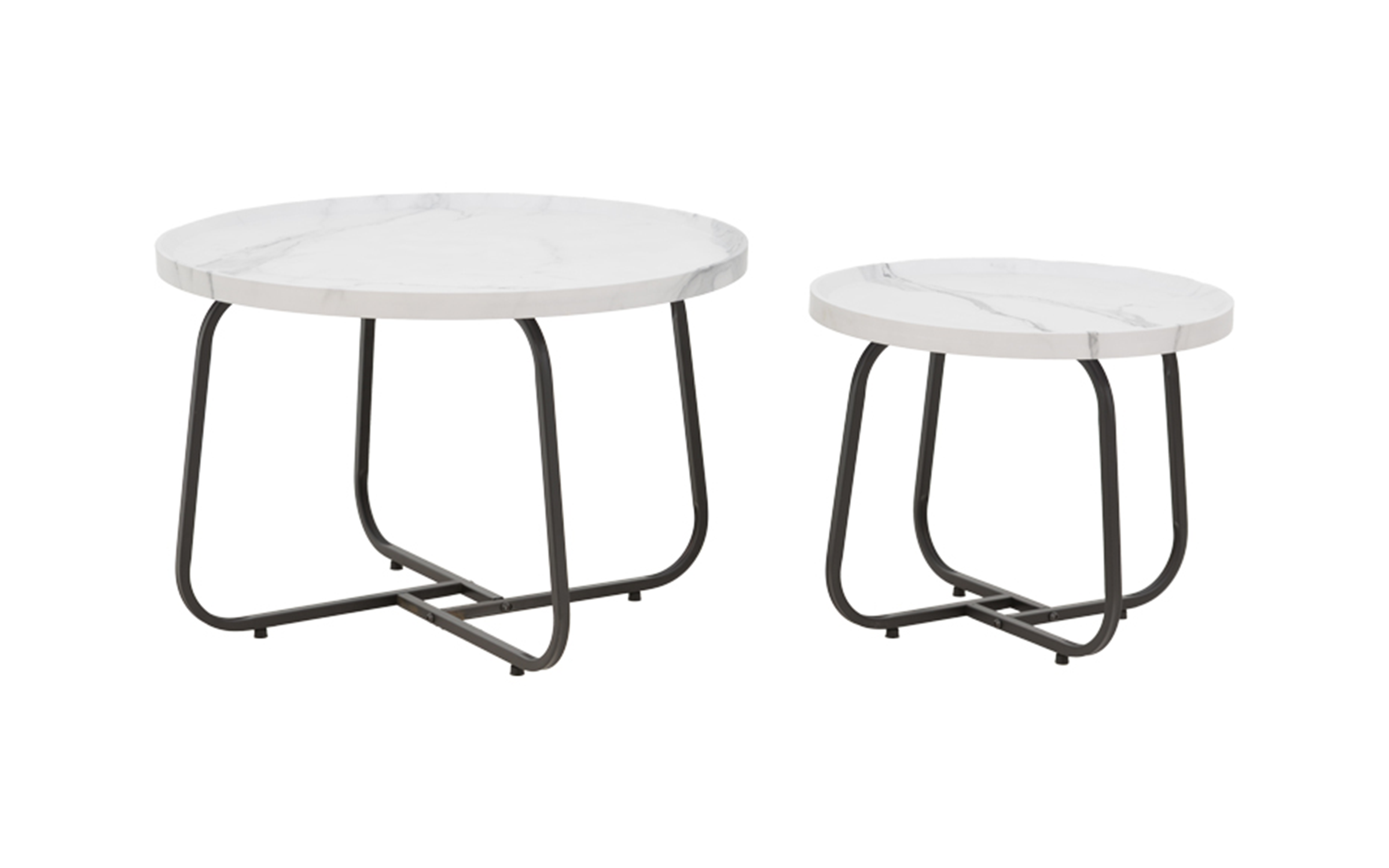 Set masute de cafea Krismori, alb + negru  2