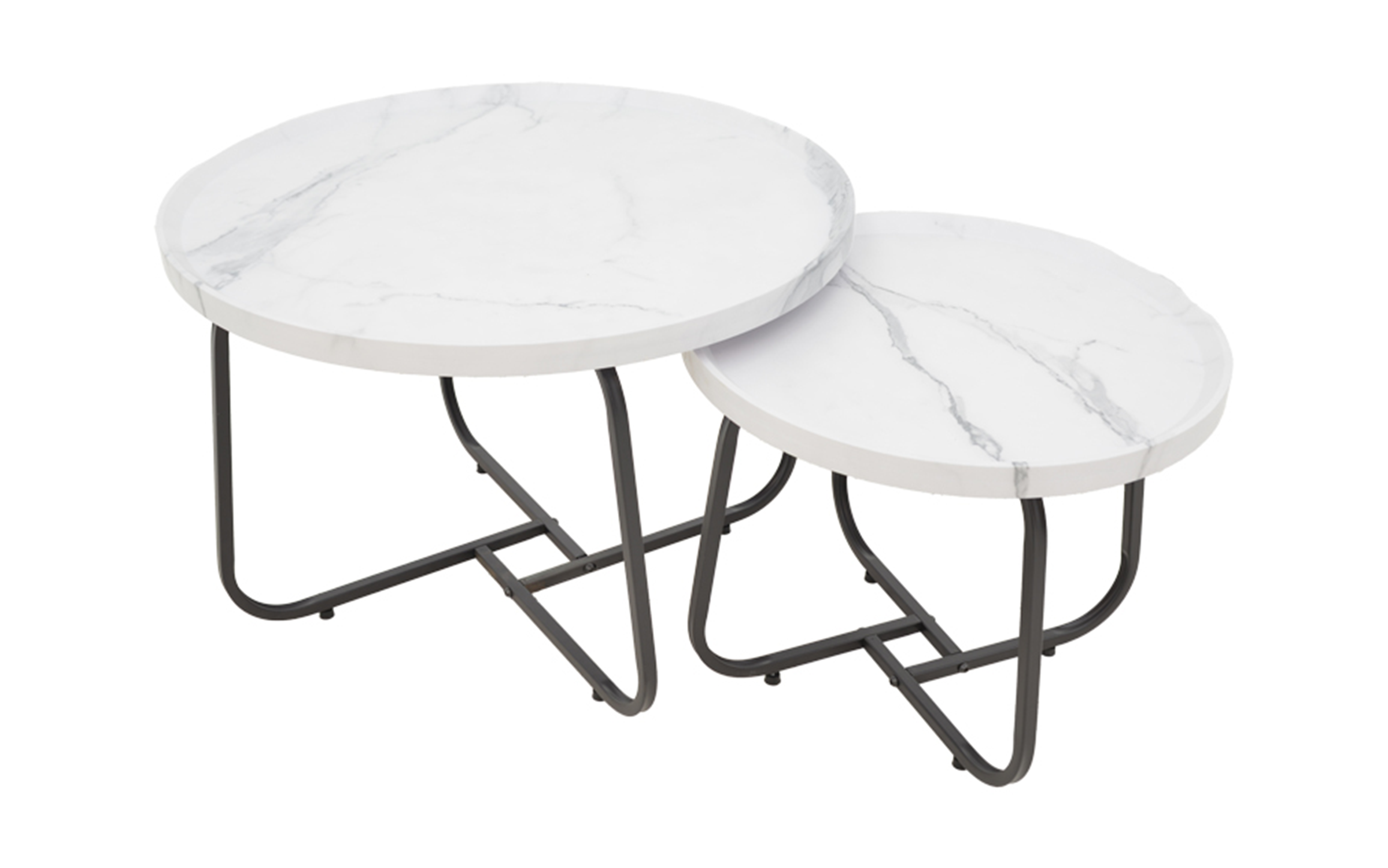 Set masute de cafea Krismori, alb + negru  3