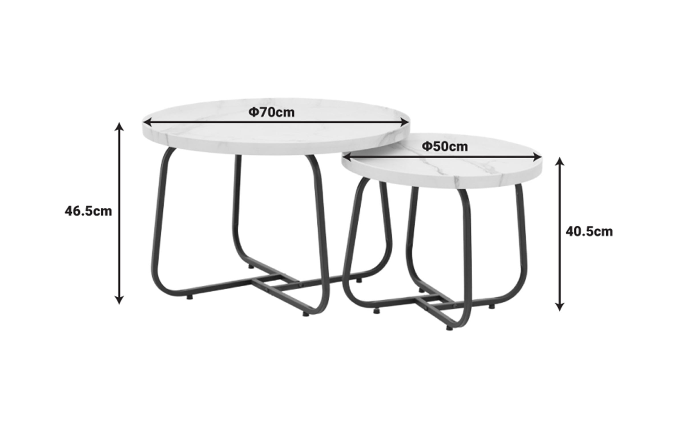 Set masute de cafea Krismori, alb + negru  2