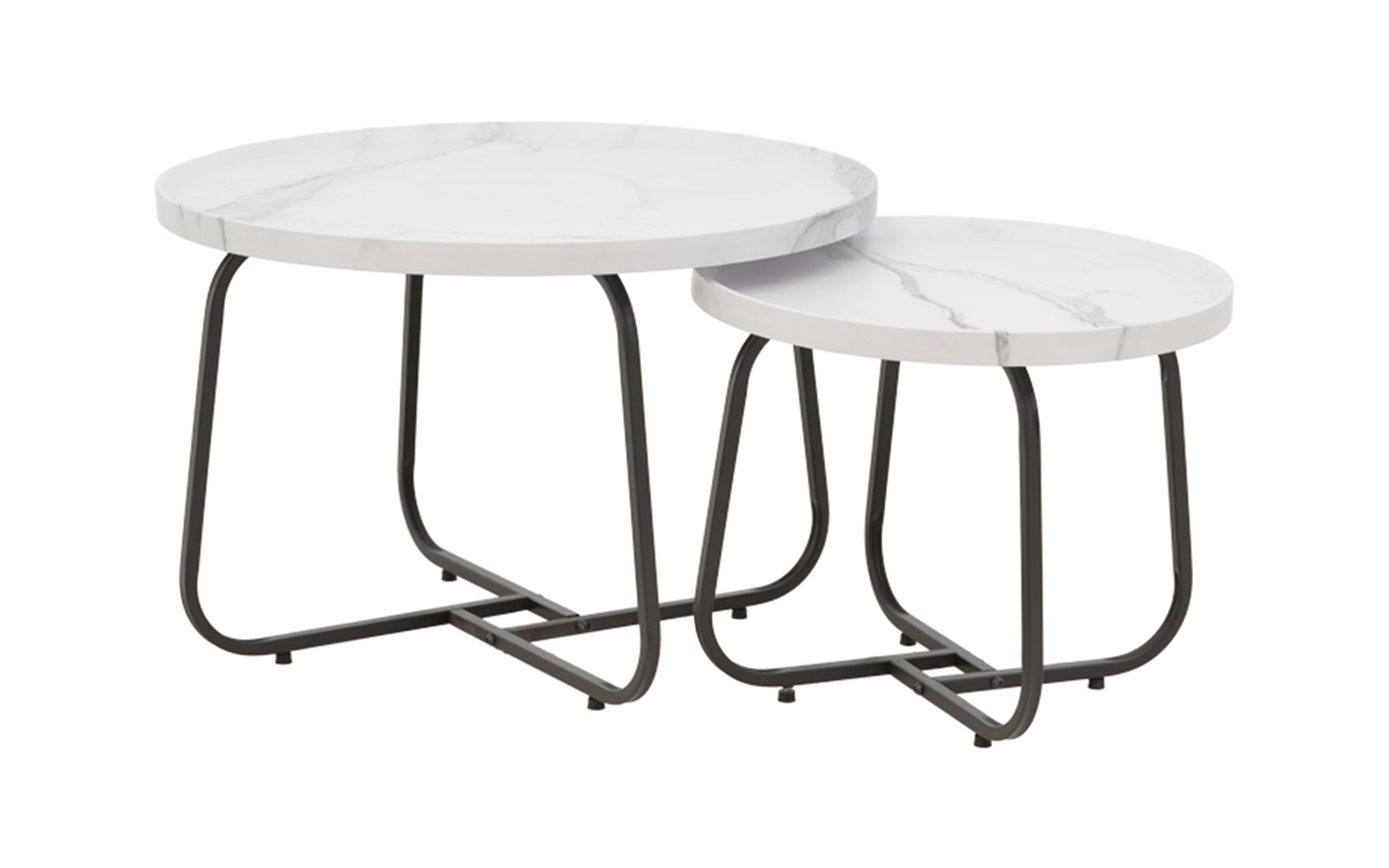 Set masute de cafea Krismori, alb + negru  1