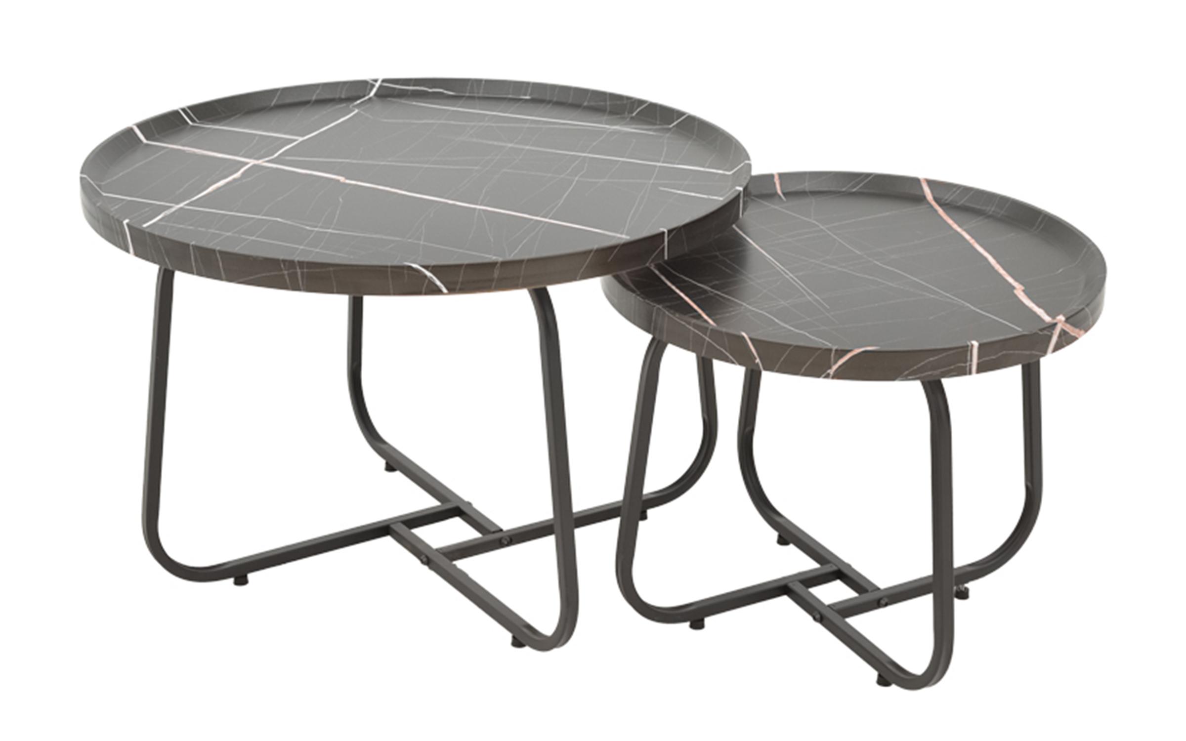 Set masute de cafea Krismori, marmura neagra + negru  2