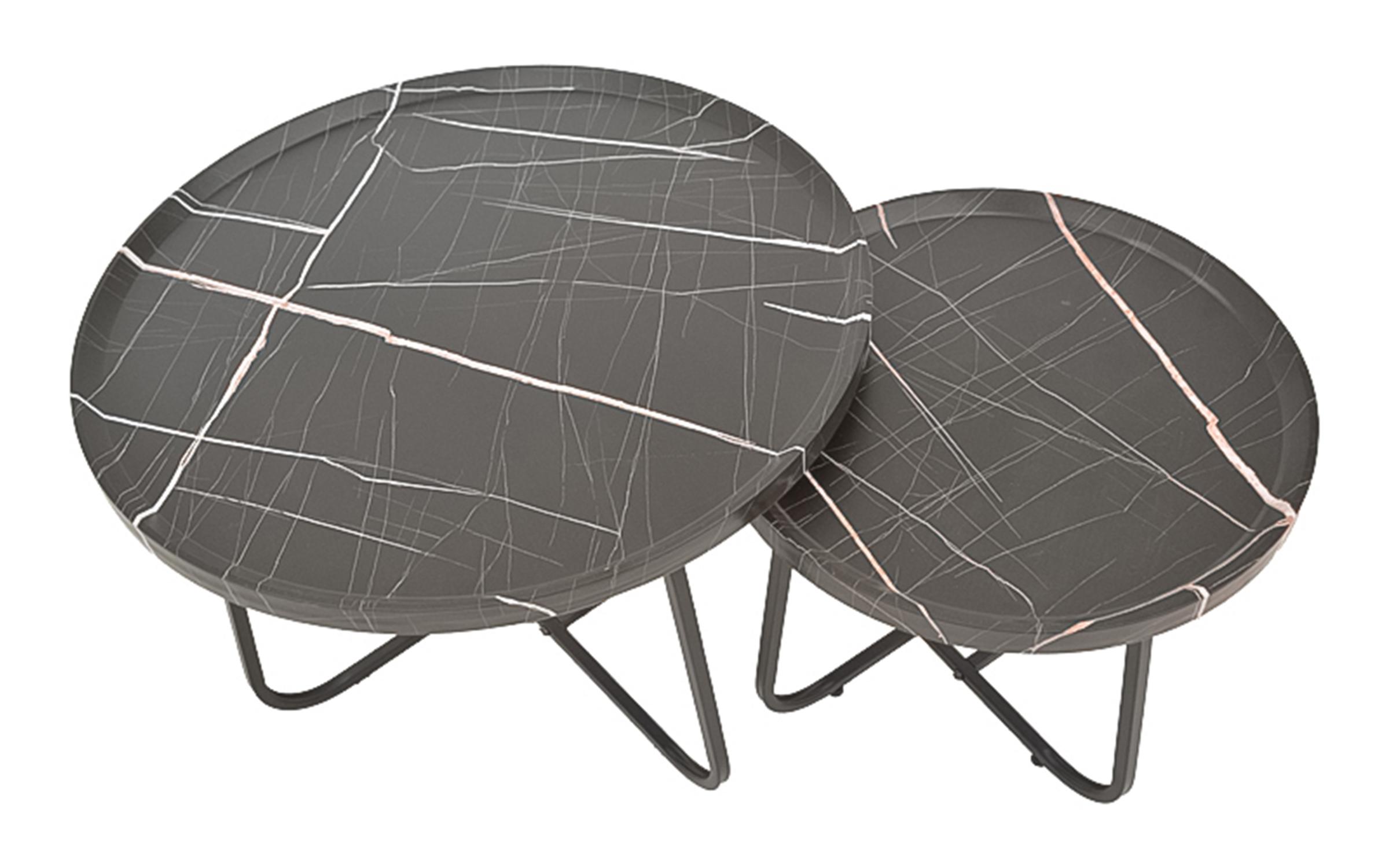 Set masute de cafea Krismori, marmura neagra + negru  3