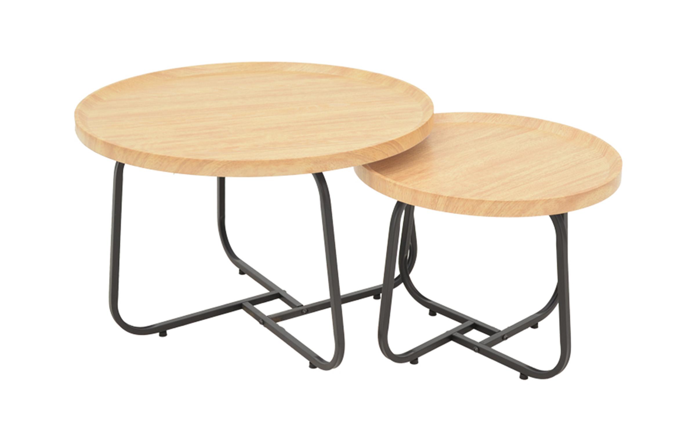 Set masute de cafea Krismori, natural + negru  2