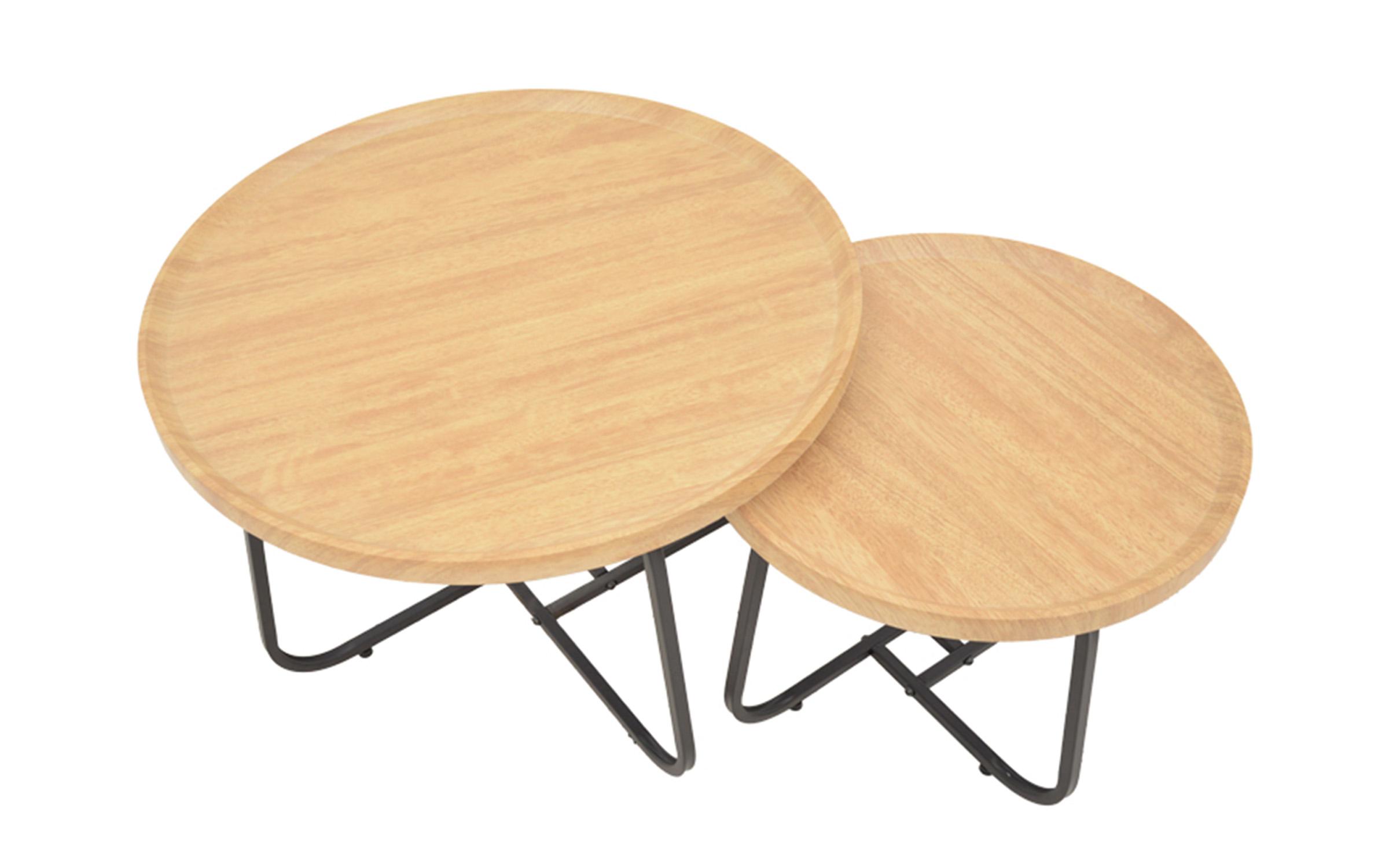 Set masute de cafea Krismori, natural + negru  3