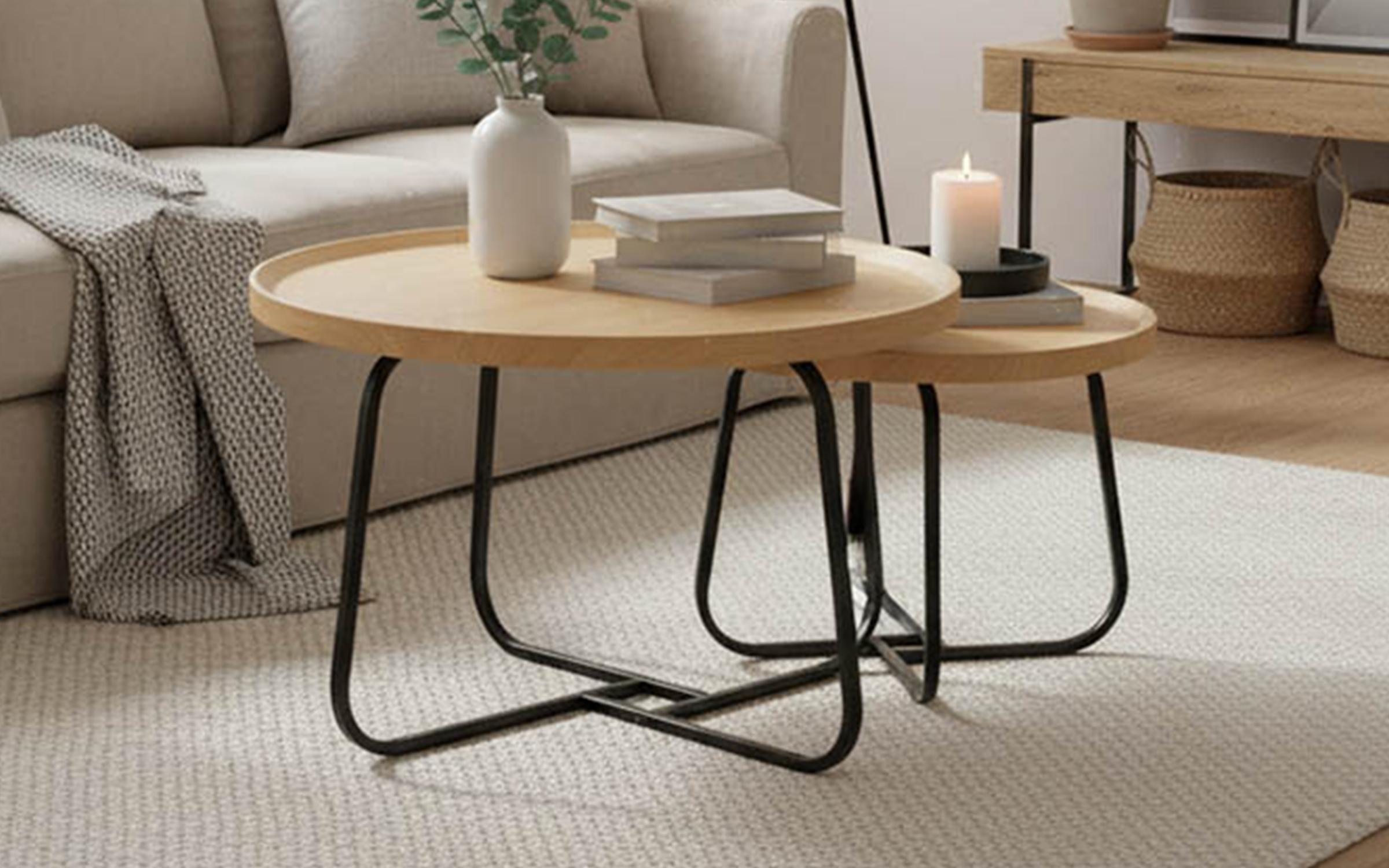 Set masute de cafea Krismori, natural + negru  1