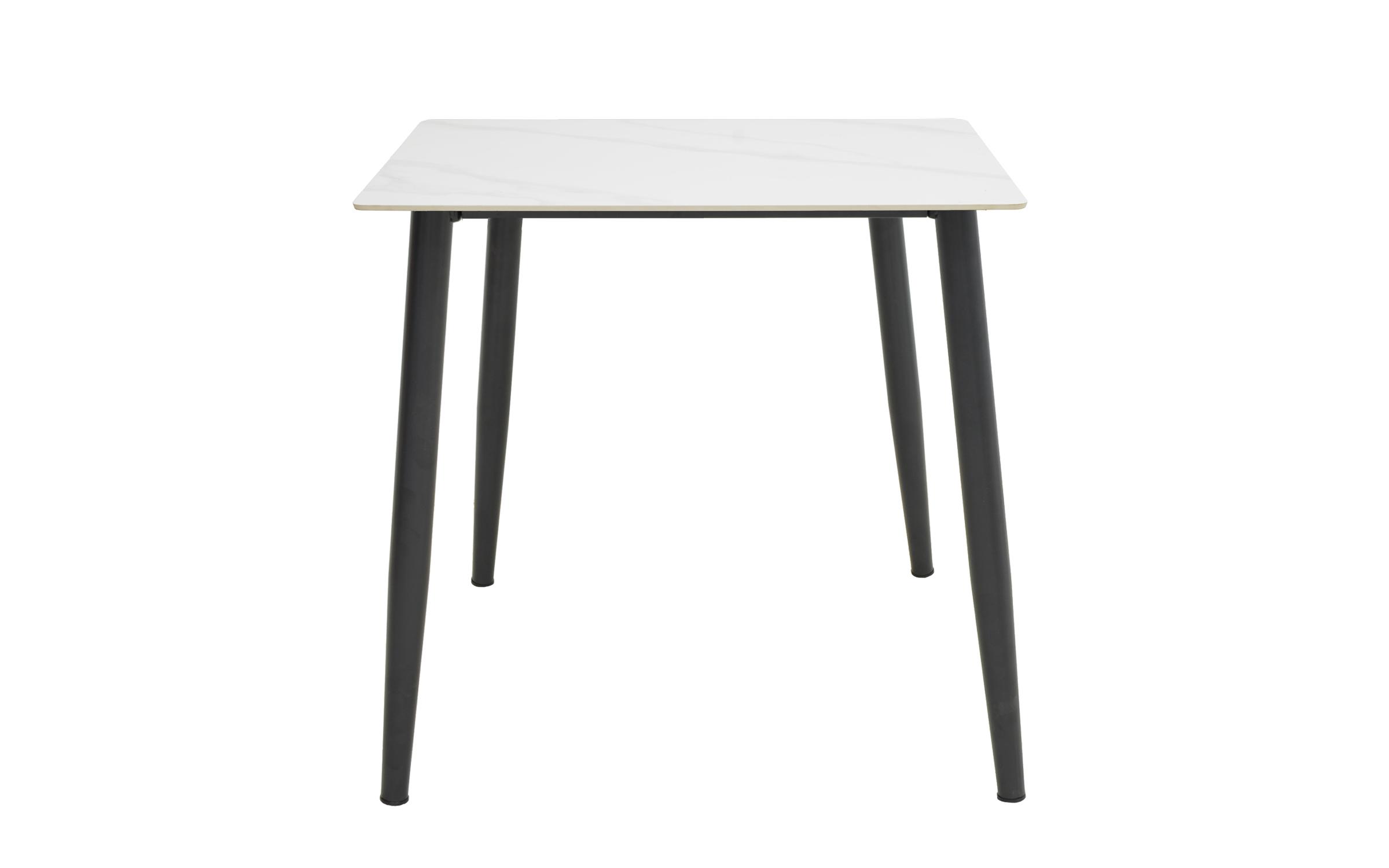 Masa dining Gustas 80, marmura alba + negru  2