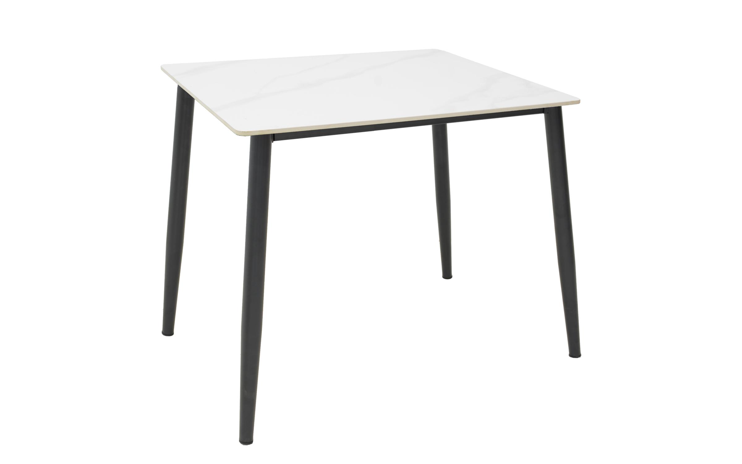 Masa dining Gustas 80, marmura alba + negru  1