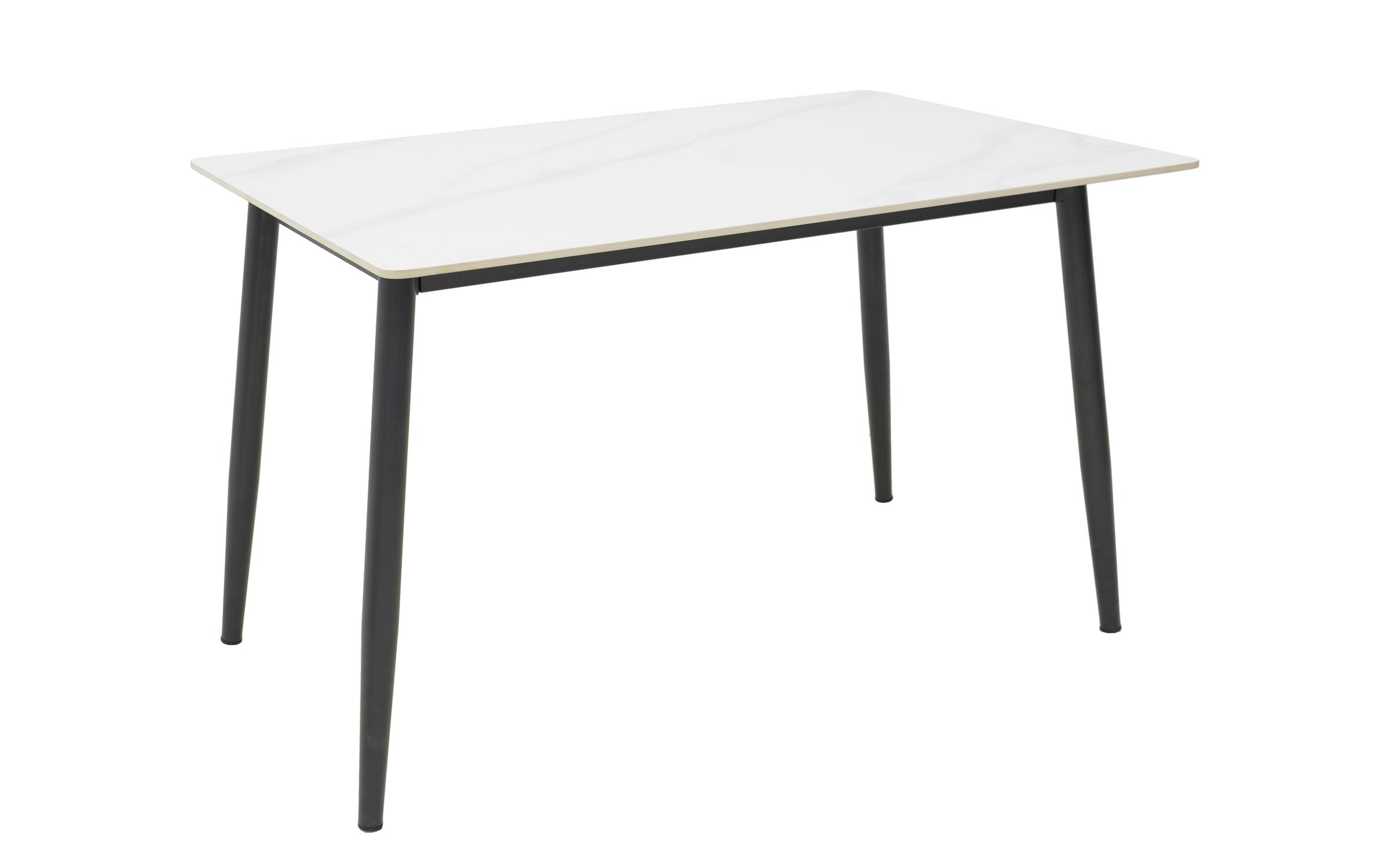 Masa dining Gustas 120, marmura alba + negru  1