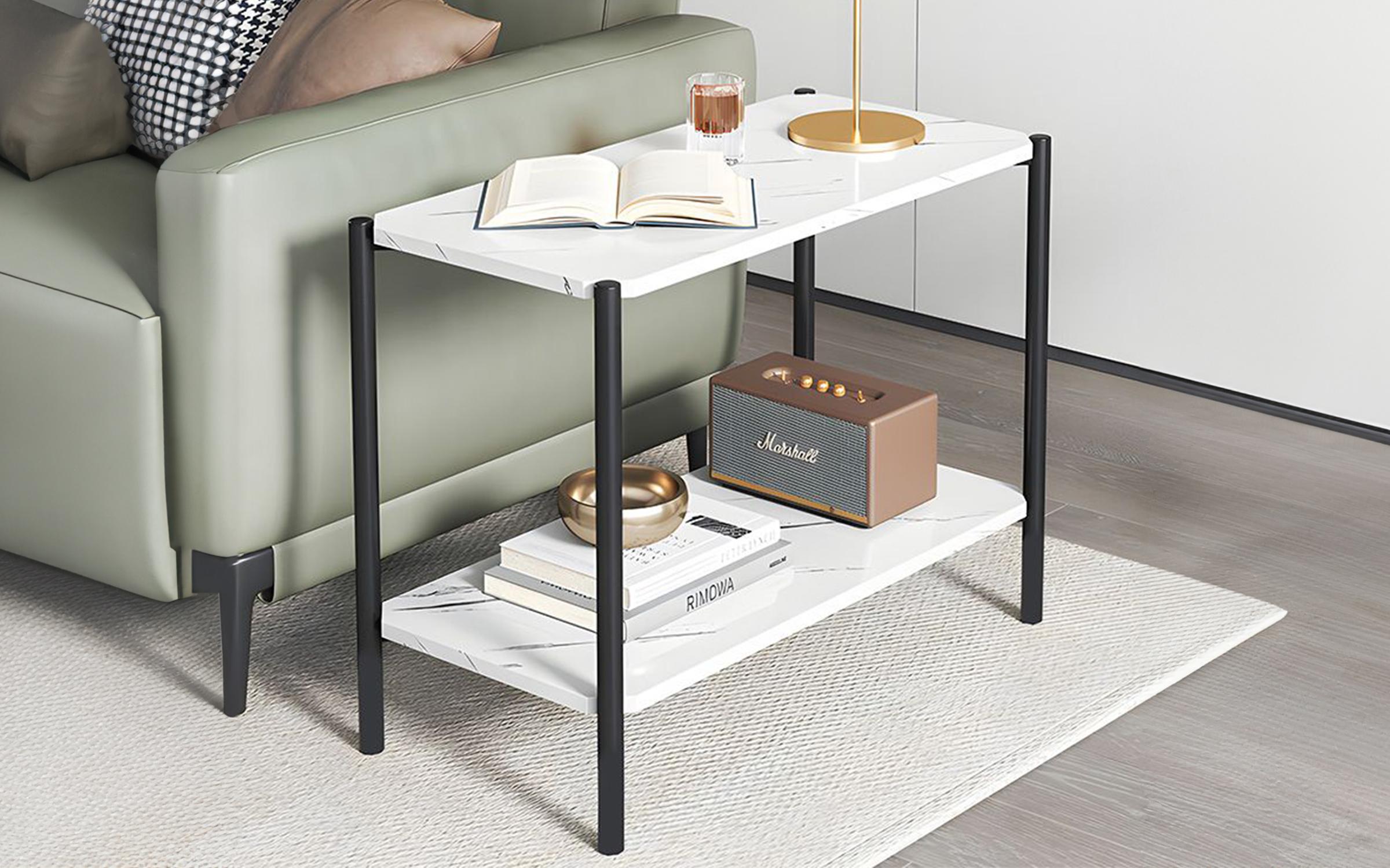 Masuta ajutatoare Mara, marmura alba + negru  1