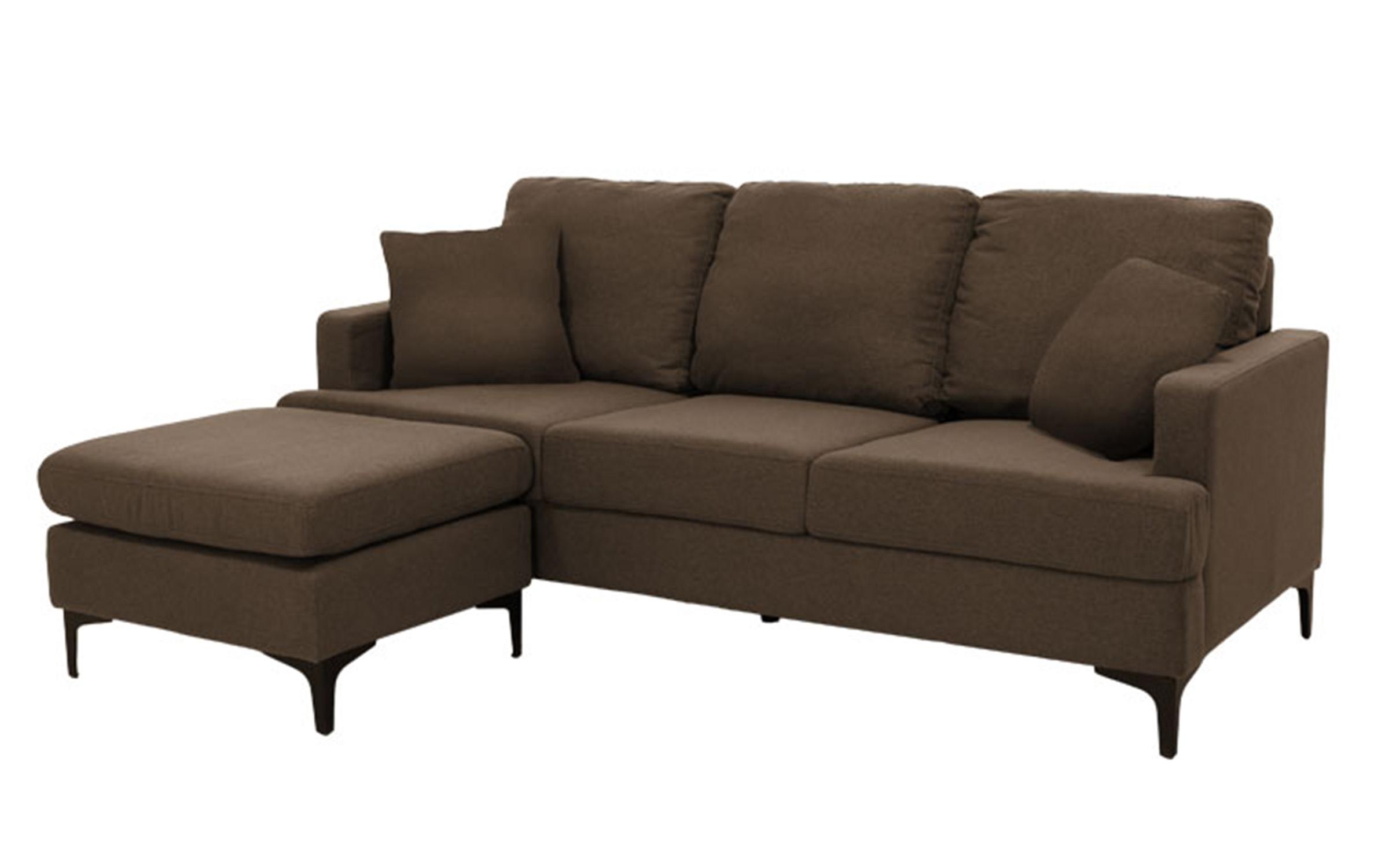 Canapea Slim cu 3 locuri + taburet, maro  3