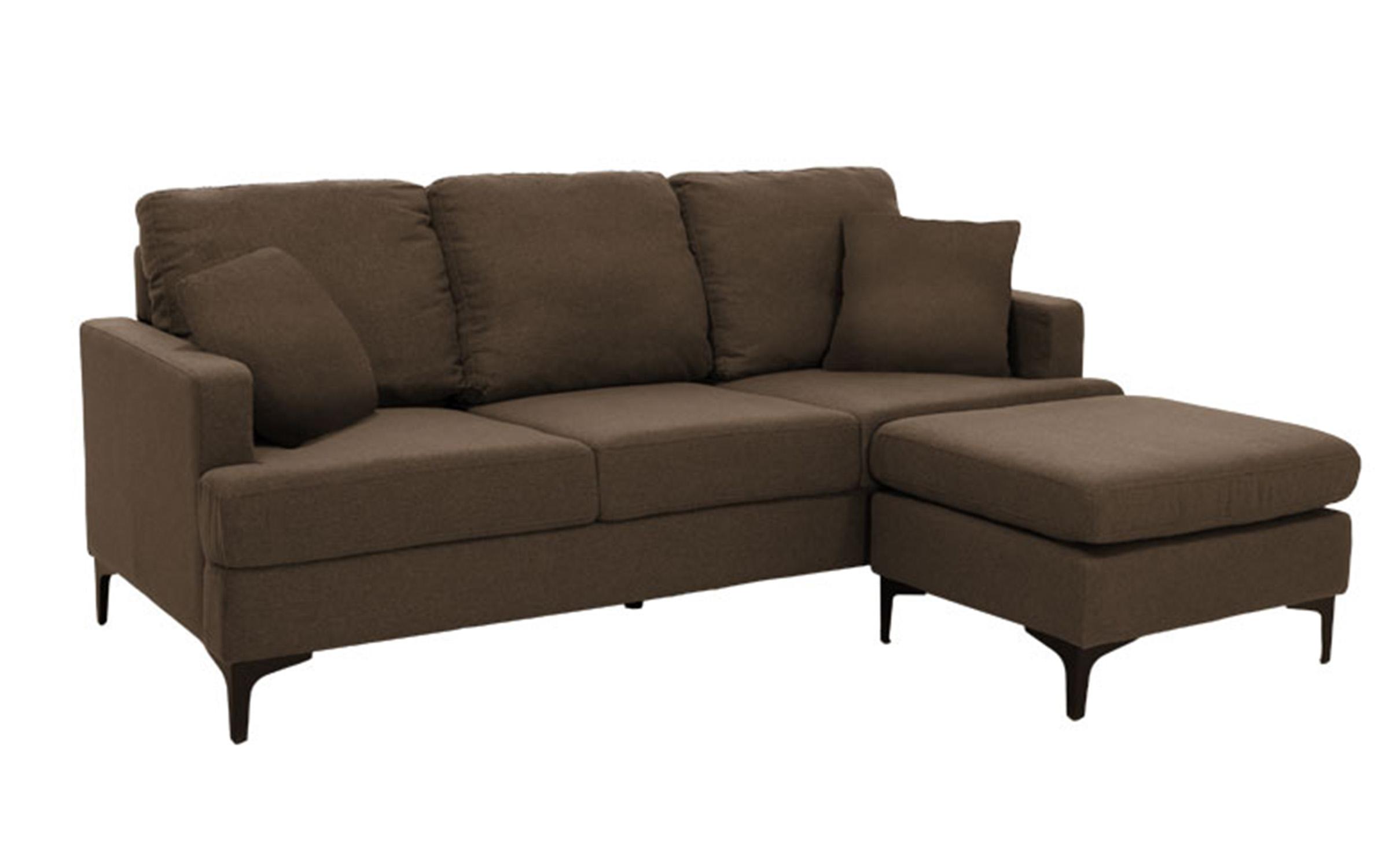 Canapea Slim cu 3 locuri + taburet, maro  2