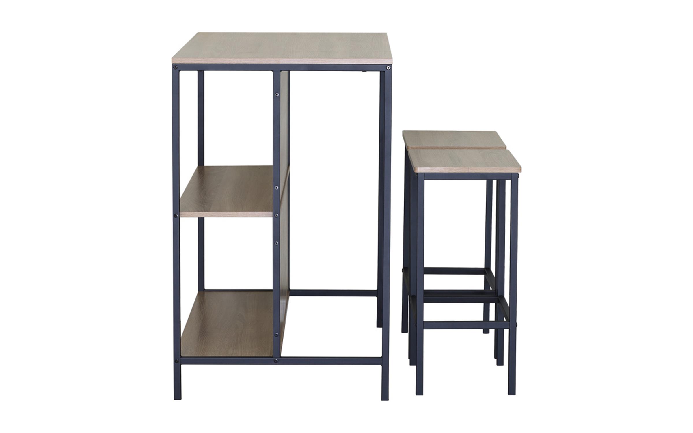 Set masa + scaune de bar Beylon, stejar + negru  3