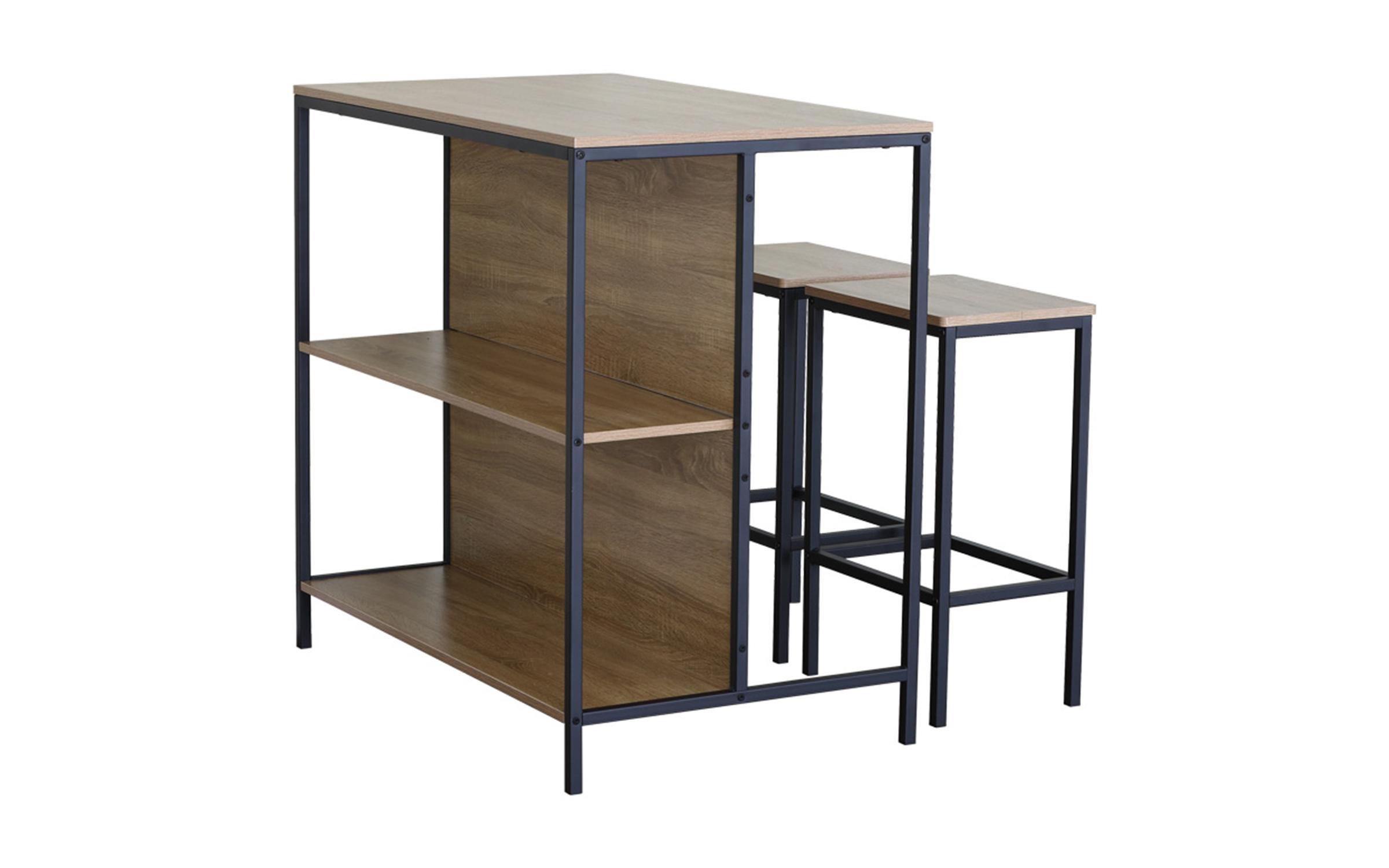 Set masa + scaune de bar Beylon, stejar + negru  4